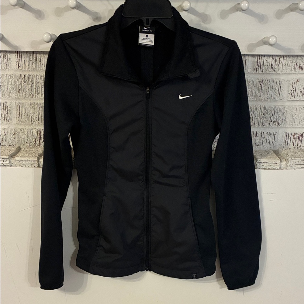 Nike Therma-Fit Full Zip Up Jacket Womens Small Black 100% Polyester